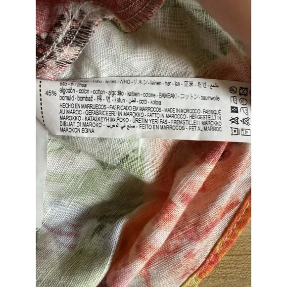 Zara Linen Blend Floral Cutout Back Dress Size M NWOT - Picture 5 of 5